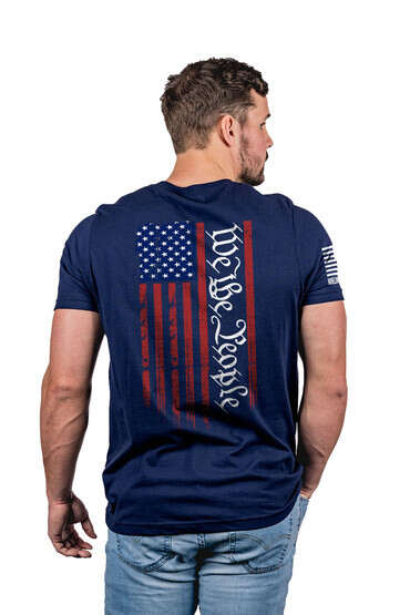 Nine Line We The People Flag Short Sleeve T-Shirt in Midnight Navy with flag graphic